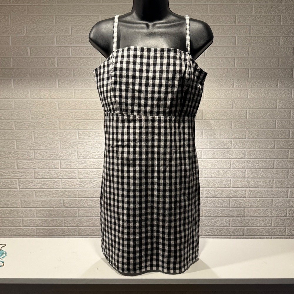 Hollister Mini Dress Black White Gingham Checkered‎ Sleeveless Sundress Women's